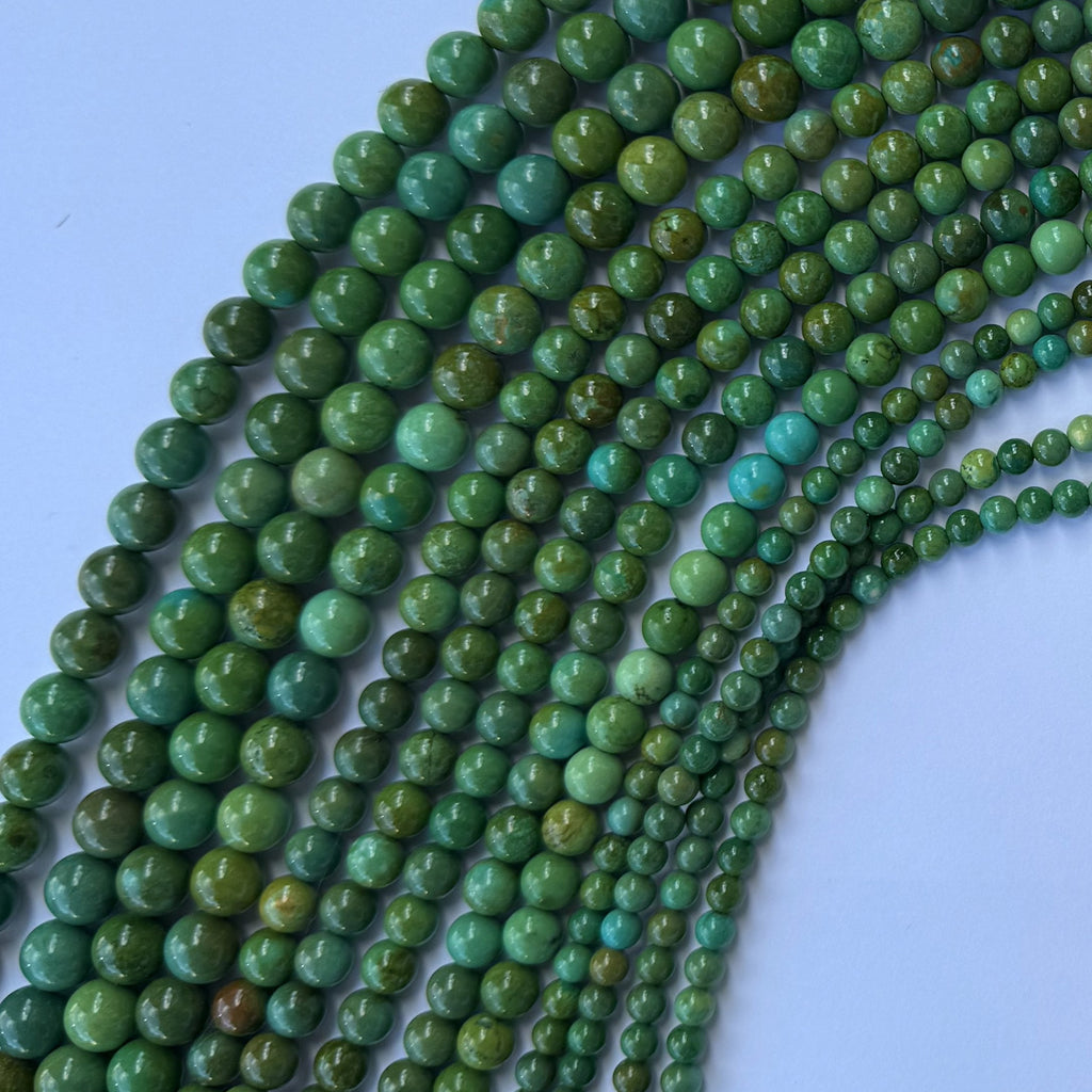 Yellowish Green Turquoise Round Beads Gemstone 15" Strand 4mm 6mm 8mm - Eagle Beadz