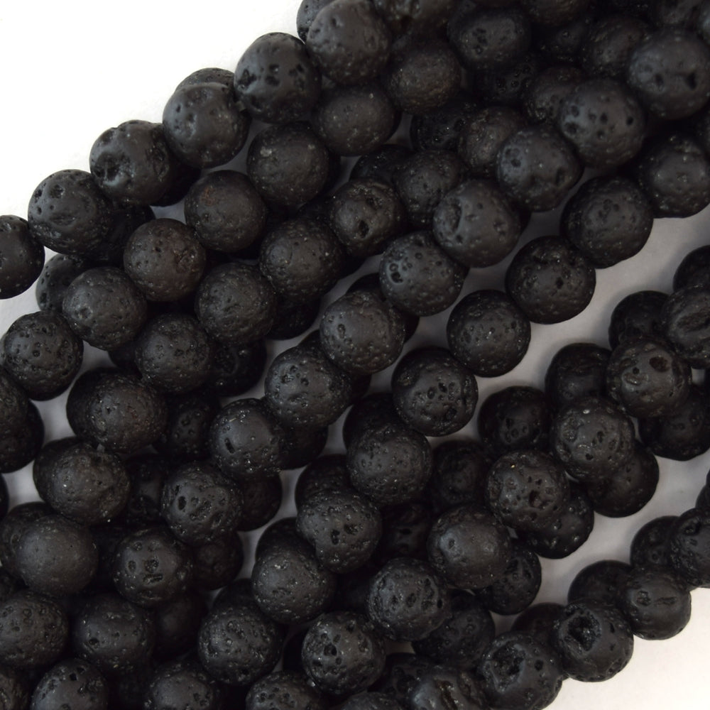 Black Volcano Lava Round Beads Gemstone 15.5" Strand 4mm 6mm 8mm 10mm 12mm