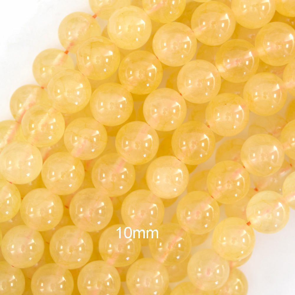 Yellow Citrine Colored Quartz Round Beads Gemstone 15" Strand 6mm 8mm 10mm