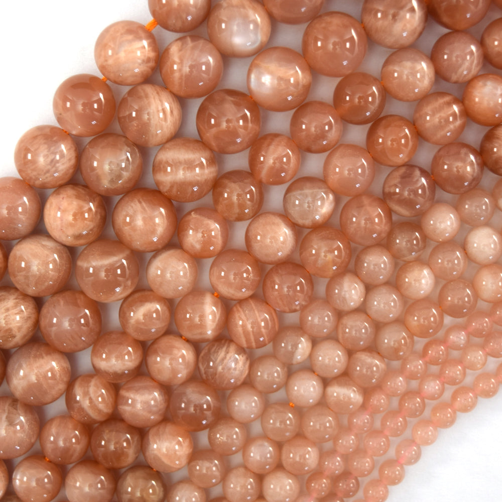 Natural Orange Sunstone Round Beads Gemstone 15" Strand 4mm 6mm 8mm 10mm