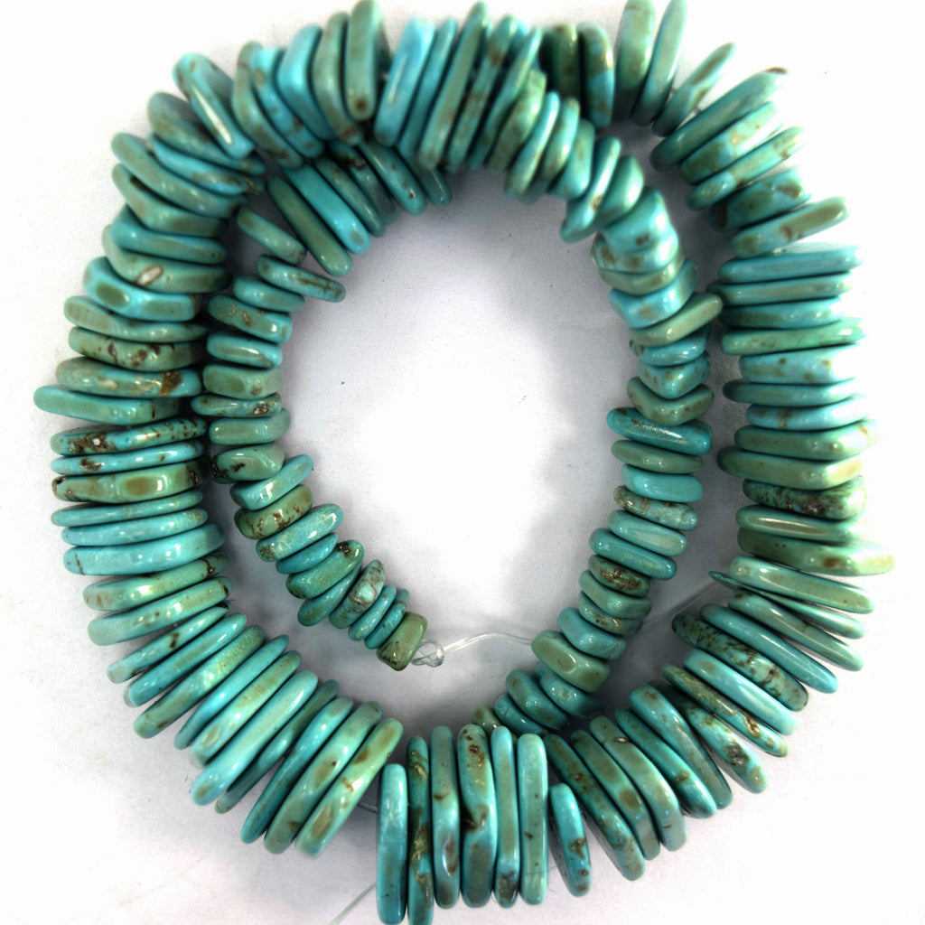 8-20mm graduated greenish blue turquoise irregular heishi disc beads 15" strand