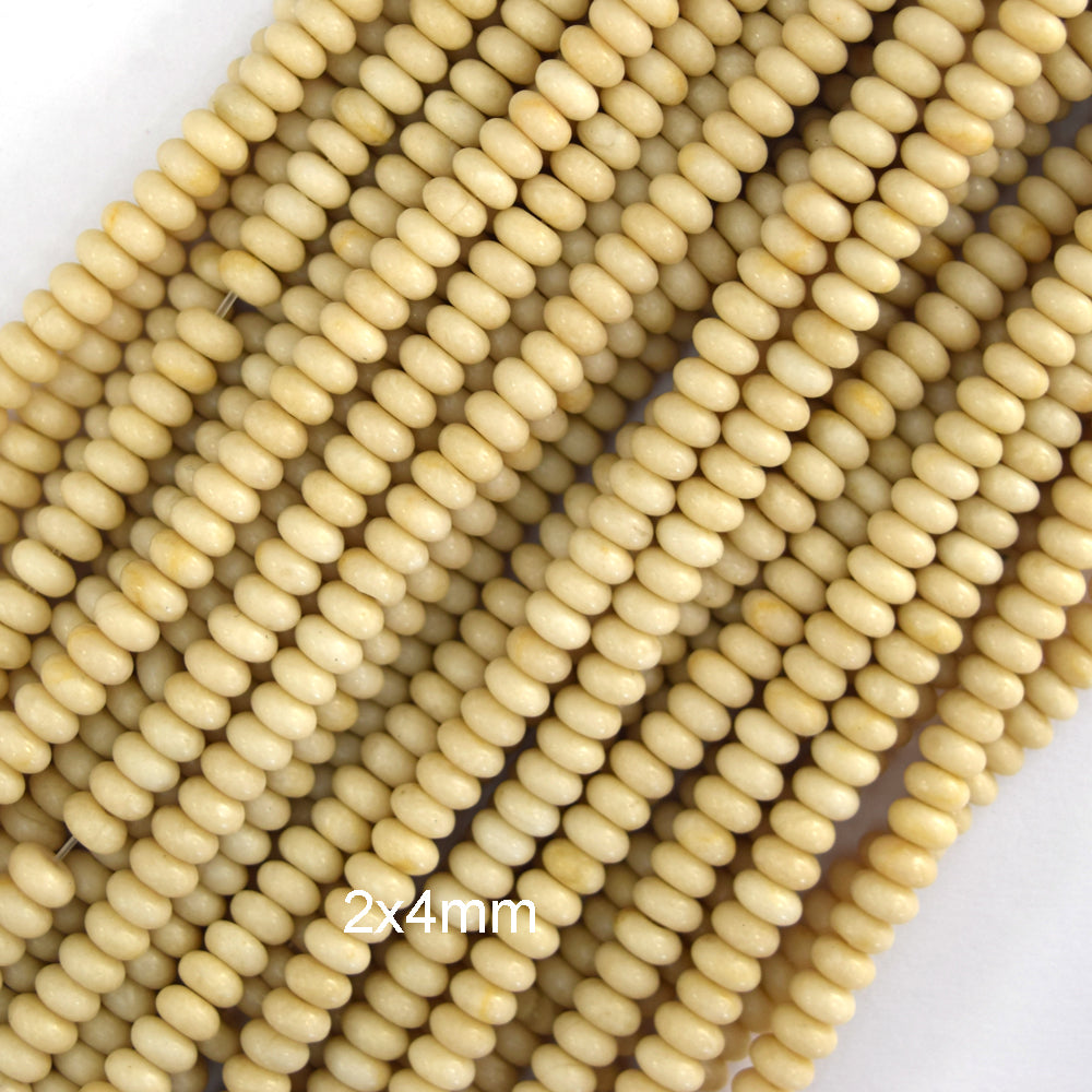 Natural Cream River Stone Rondelle Button Beads 15