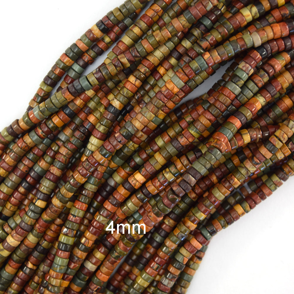 Natural Multicolor Picasso Jasper Heishi Disc Beads 15.5