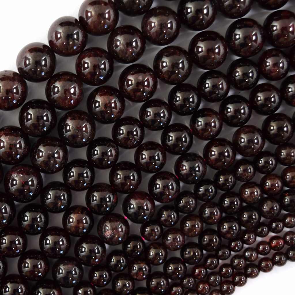 AA Natural Red Garnet Round Beads Gemstone 15" Strand 4mm 6mm 8mm 10mm