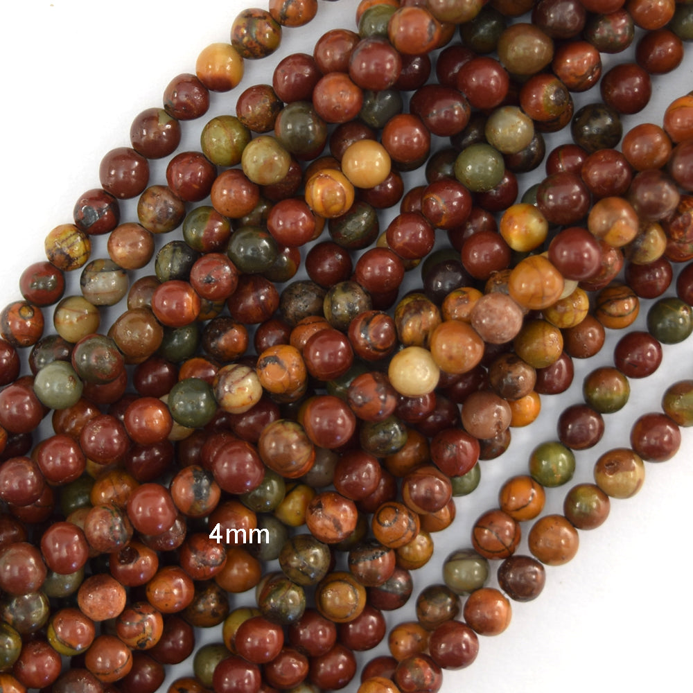 Natural Multicolor Picasso Jasper Round Beads 15