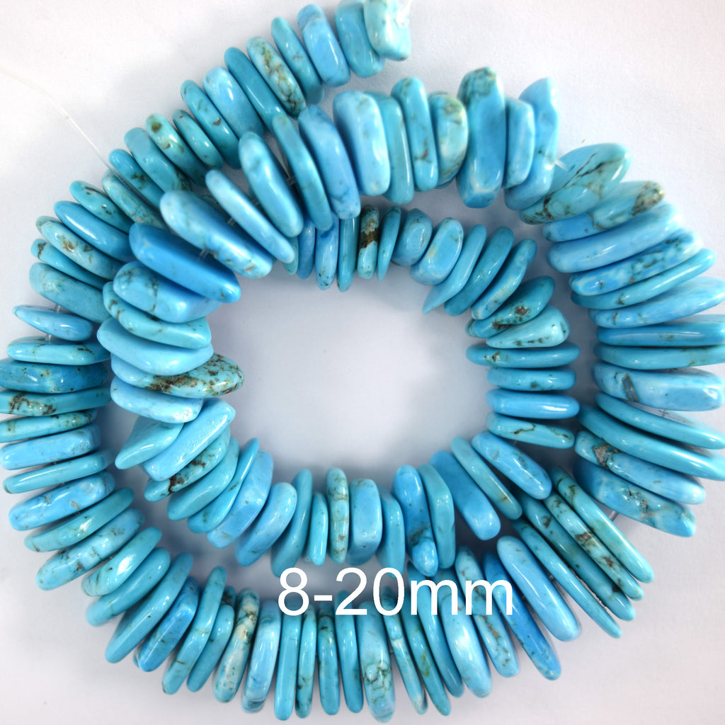 8-20mm graduated blue turquoise irregular heishi disc beads 15" strand