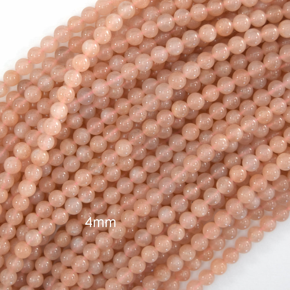 Natural Orange Sunstone Round Beads Gemstone 15