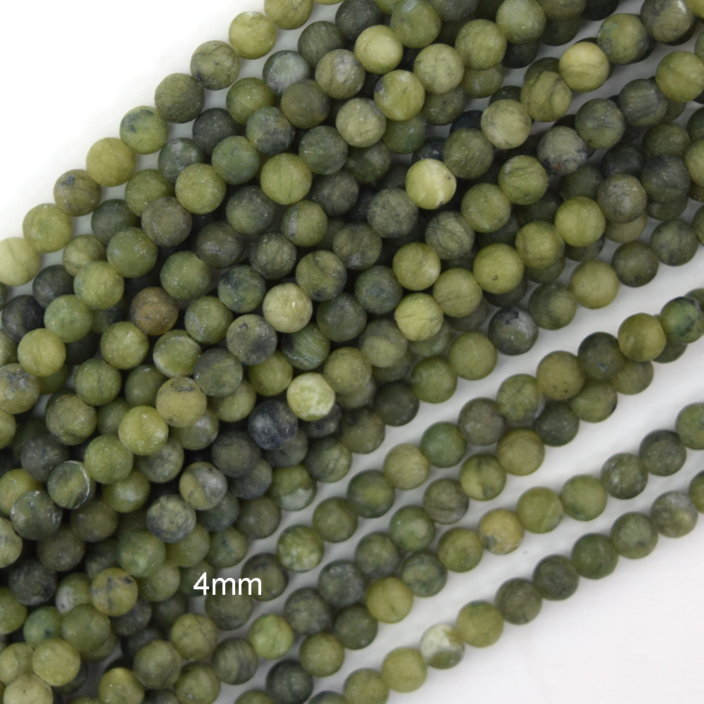 Natural Matte Green Taiwan Jade Round Beads 14.5