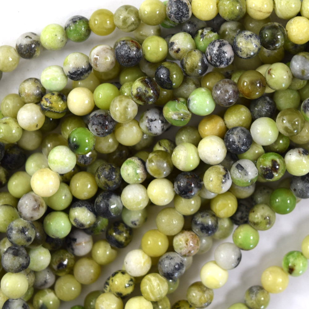 Natural Green Yellow Chrysoprase Round Beads Gemstone 15