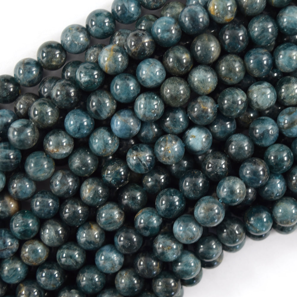 Natural Blue Green Apatite Round Beads Gemstone 15.5" Strand 6mm 8mm 10mm