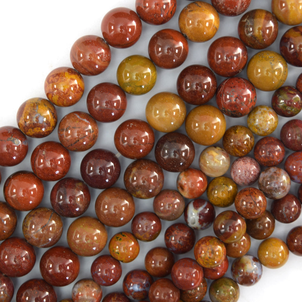 Natural Red Brown Portuguese Agate Round Beads Gemstone 15" Strand 8mm 10mm