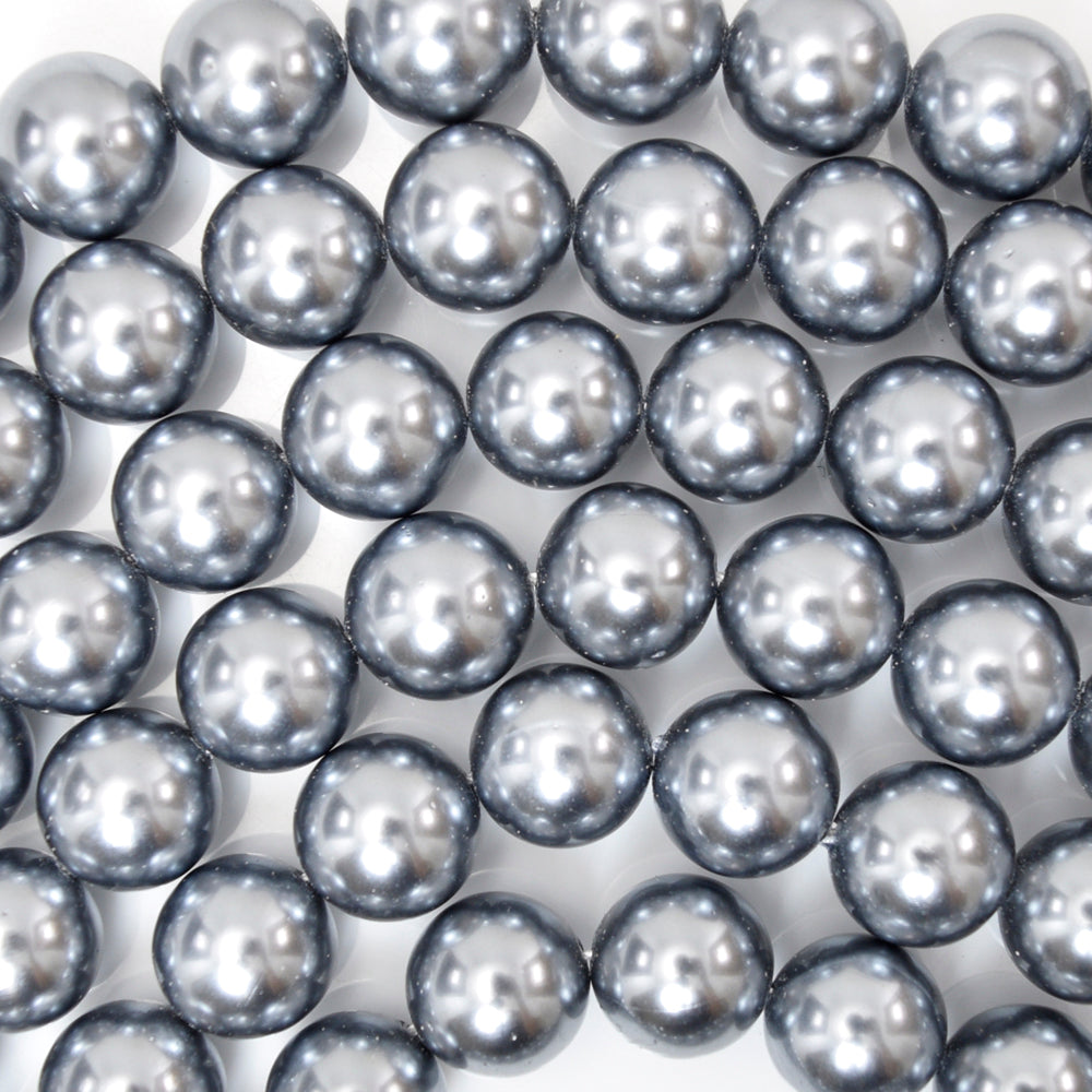Silver Shell Pearl Round Beads Gemstone 15.5" Strand 4mm 6mm 8mm 12mm S1