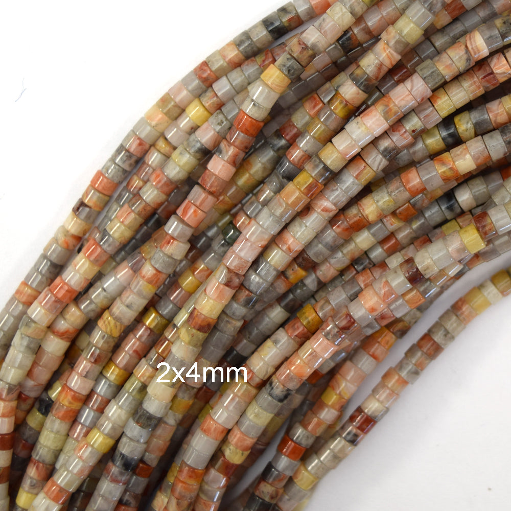 4mm natural crazy lace agate heishi disc beads 15.5