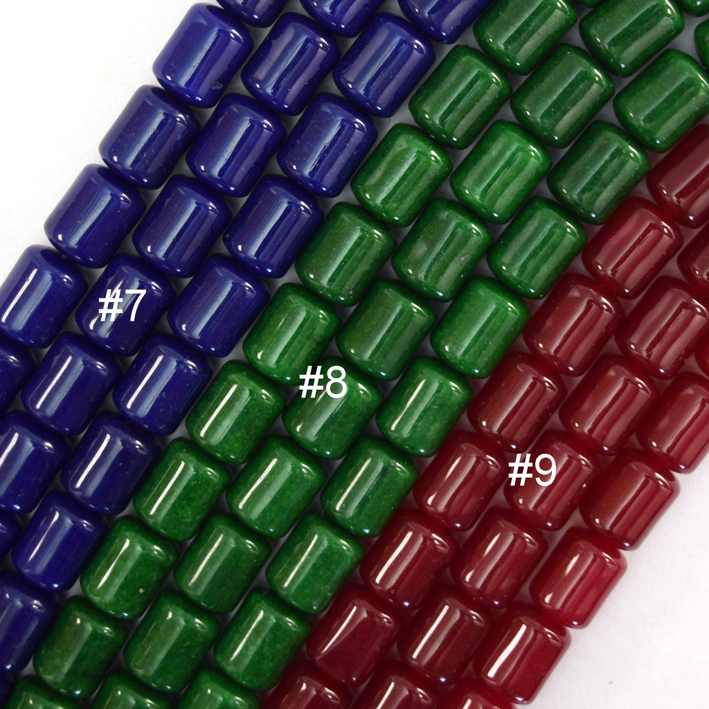 8x10mm Colored Jade Tube Cylinder Beads Gemstone 15" Strand 8mm