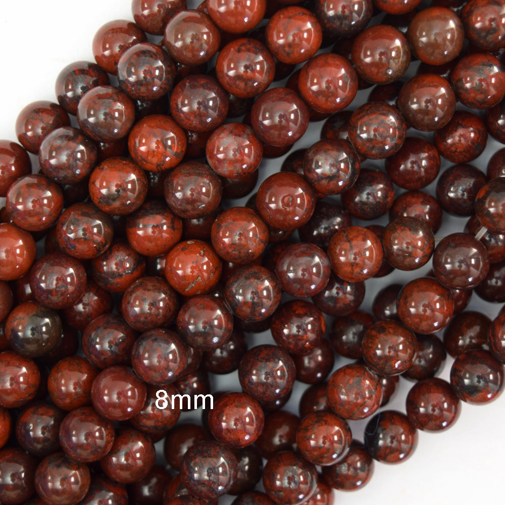 Natural Dark Poppy Jasper Round Beads Gemstone 15" Strand 4mm 6mm 8mm 10mm 12mm