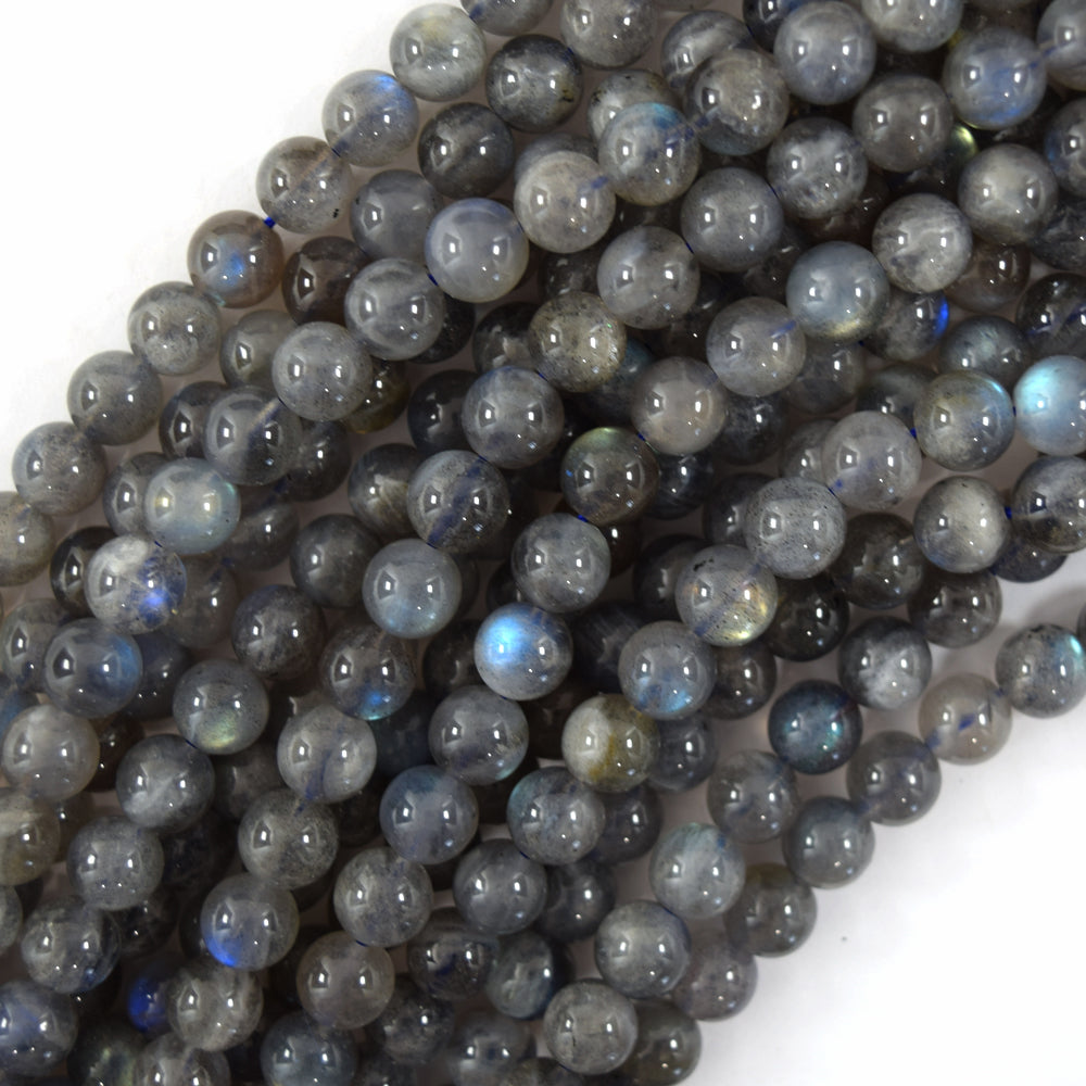 Natural Light Gray Labradorite Round Beads Gemstone 15" Strand 6mm 8mm 10mm S3