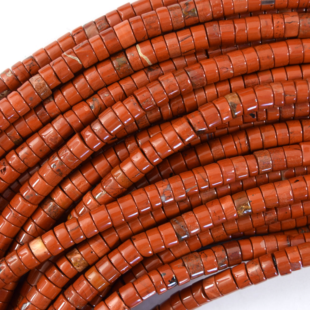 3x6mm Natural Heishi Disc Beads 15" Labradorite Map Red Jasper Dalmatian 6mm