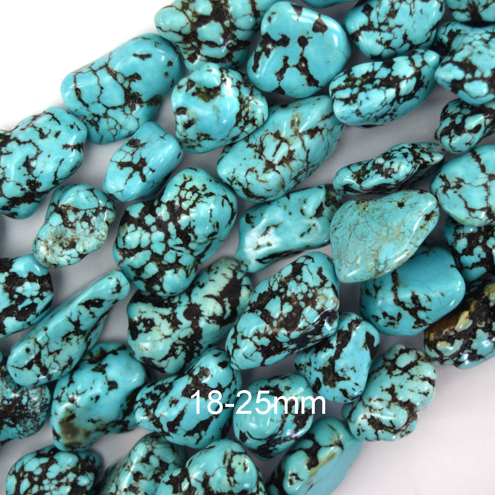 Blue Turquoise Pebble Nugget Beads 15" Strand 6-8mm 10-12mm 18-25mm 30-35mm