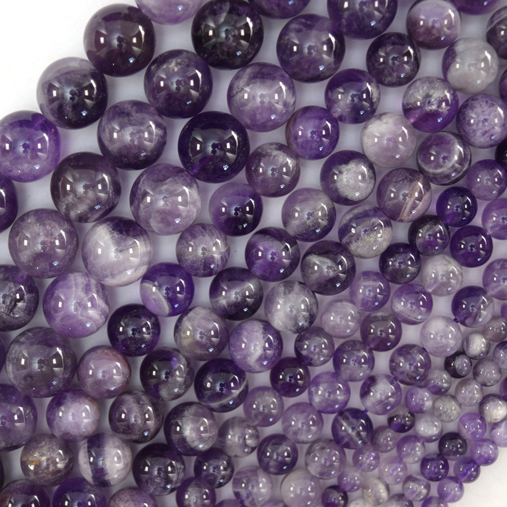 Natural Purple Amethyst Round Beads Gemstone 15" Strand 4mm 6mm 8mm 10mm S2