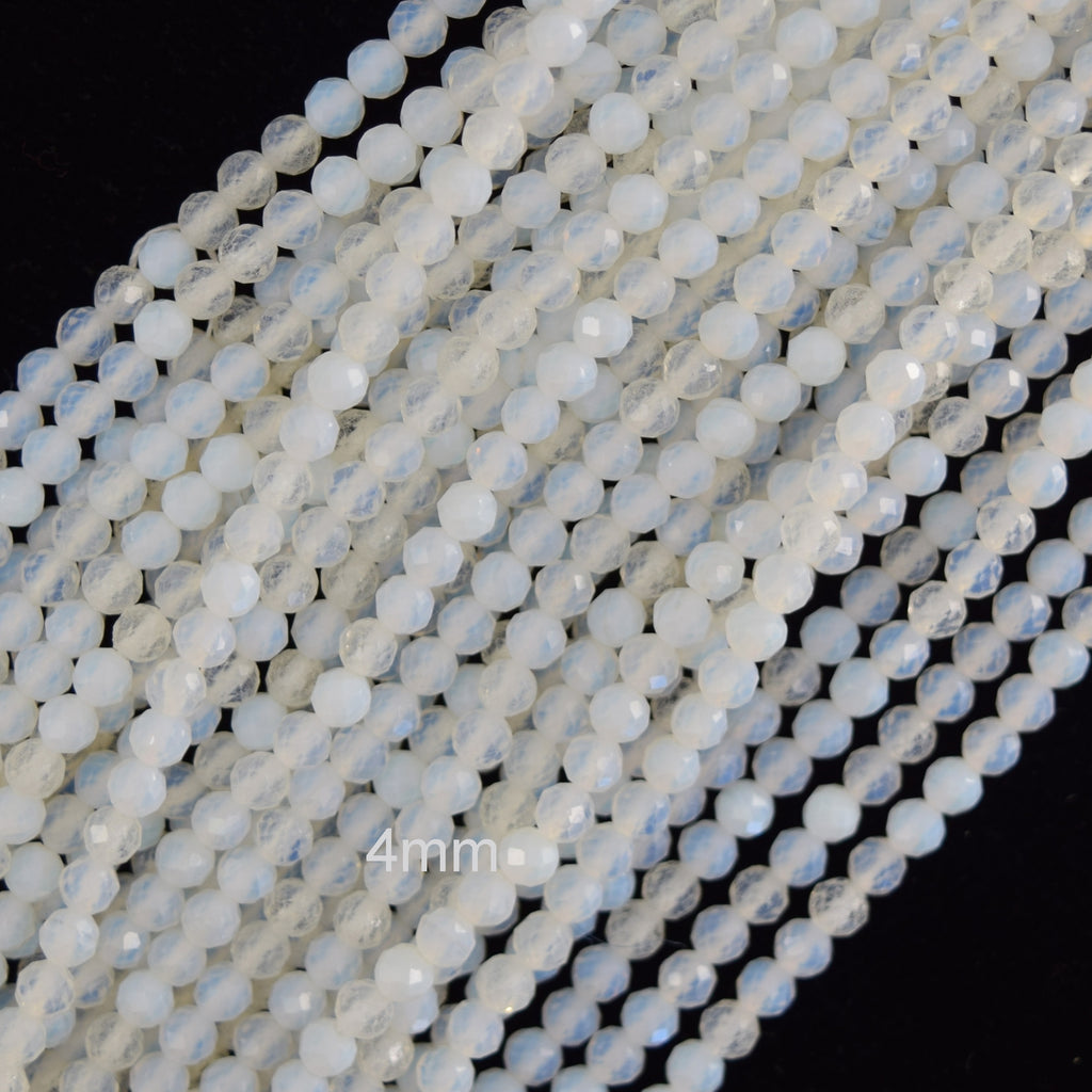 Micro Faceted Opalite Quartz Round Beads Gemstone 15" Strand 3mm 4mm
