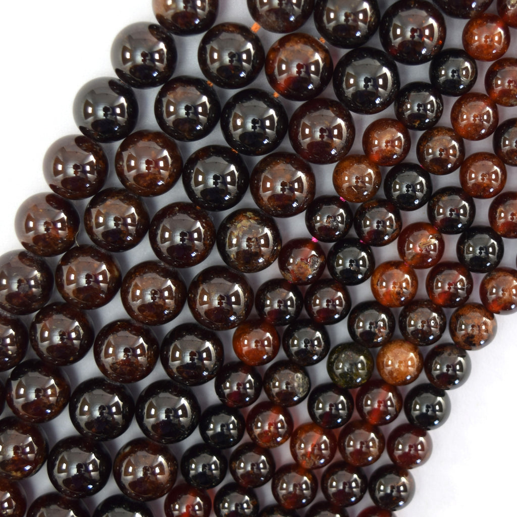 Natural Orange Hessonite Garnet Round Beads Gemstone 15" Strand 6mm 8mm S2