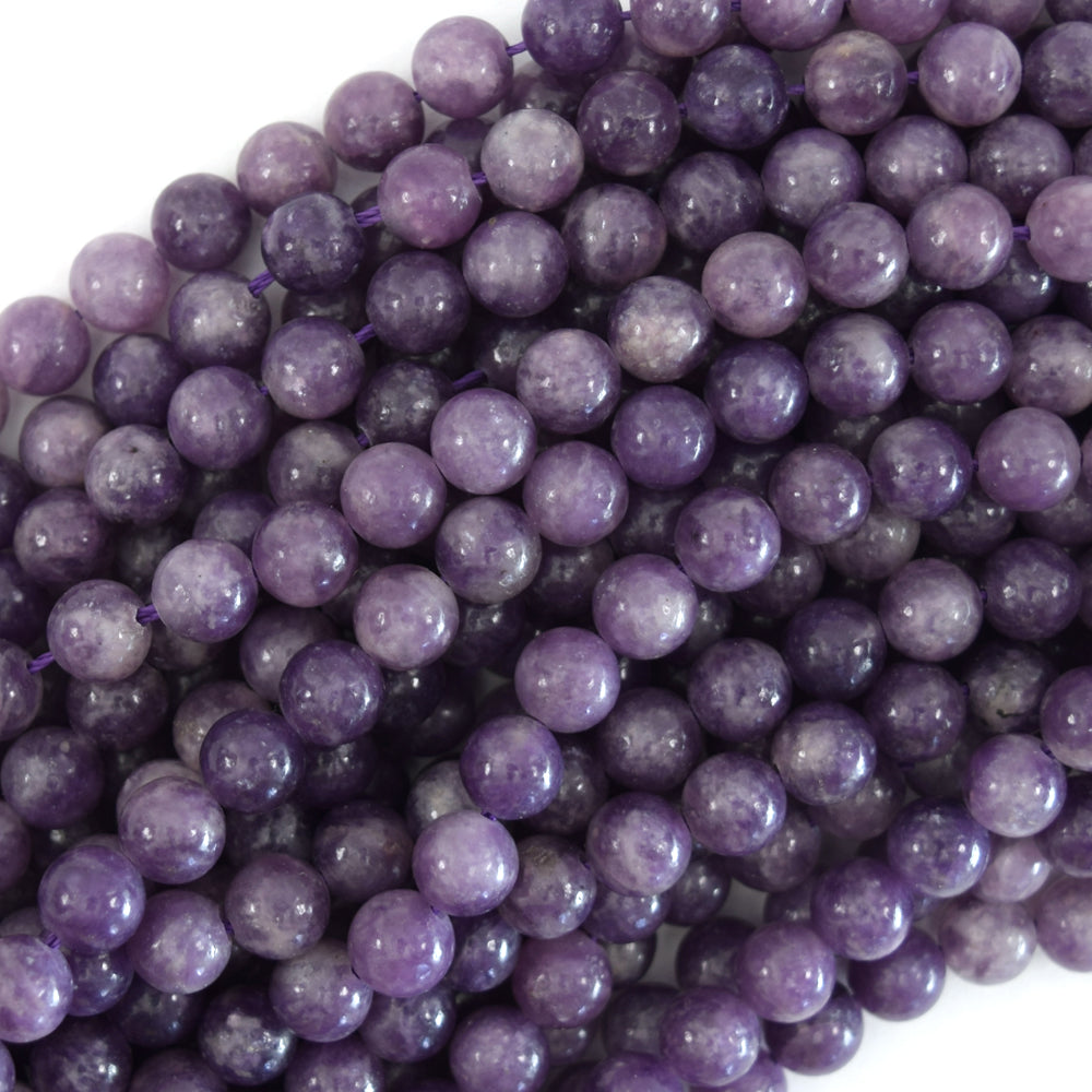 Natural Purple Lepidolite Round Beads 15" Strand 4mm 6mm 8mm 10mm 12mm S1