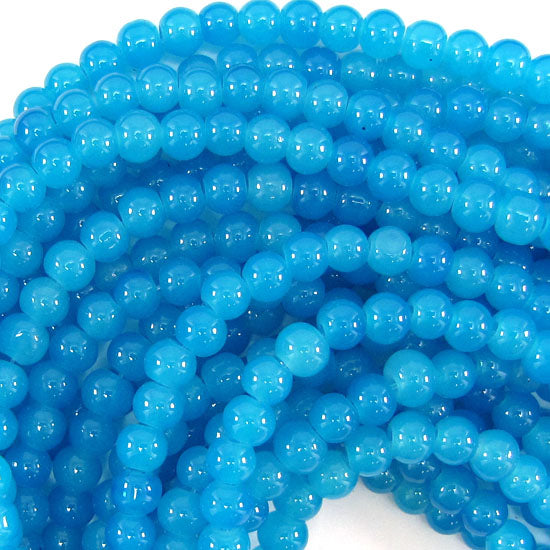 6mm Black Blue Brown Pink Red Yellow Magenta Glass Round Beads 14" Strand