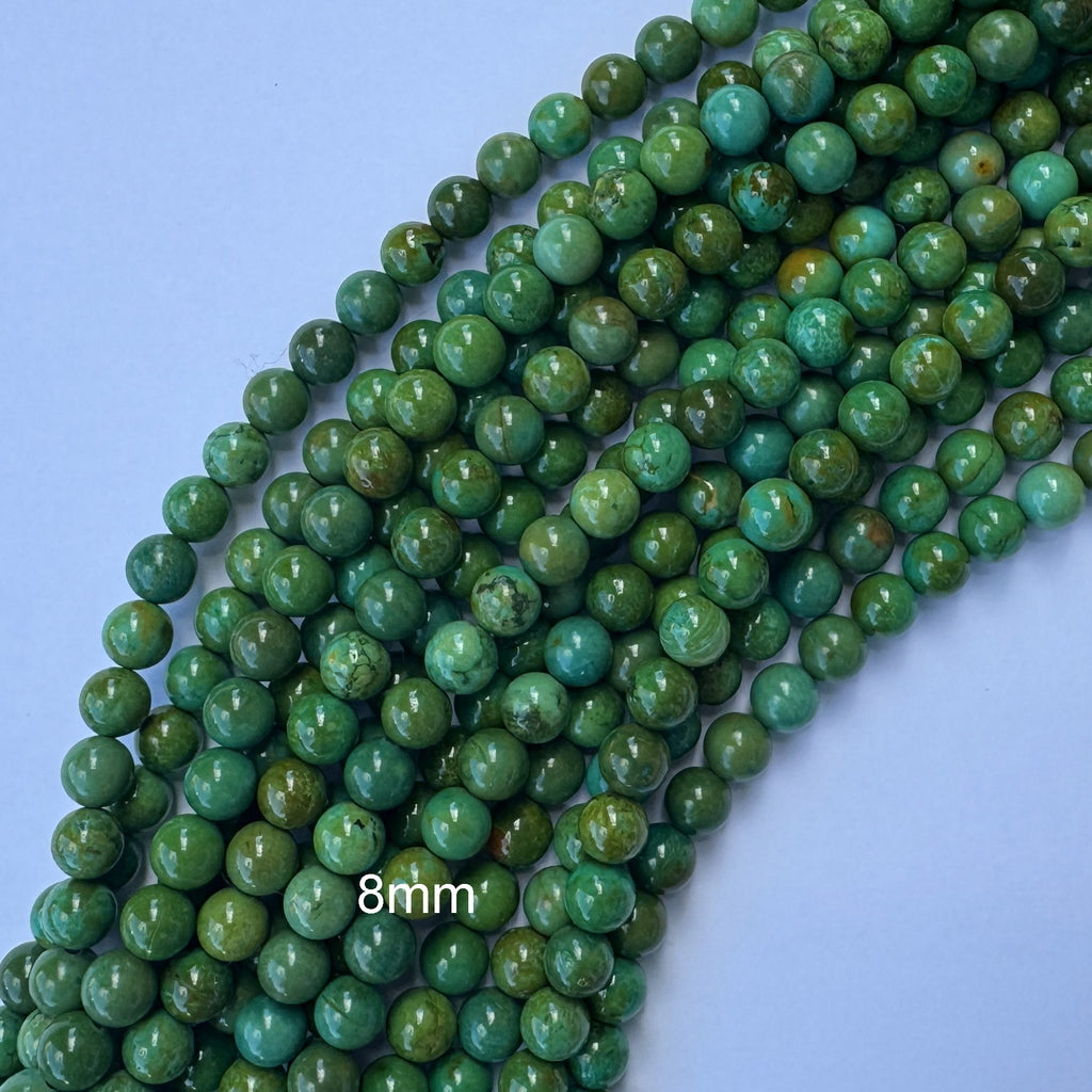 Yellowish Green Turquoise Round Beads Gemstone 15" Strand 4mm 6mm 8mm - Eagle Beadz