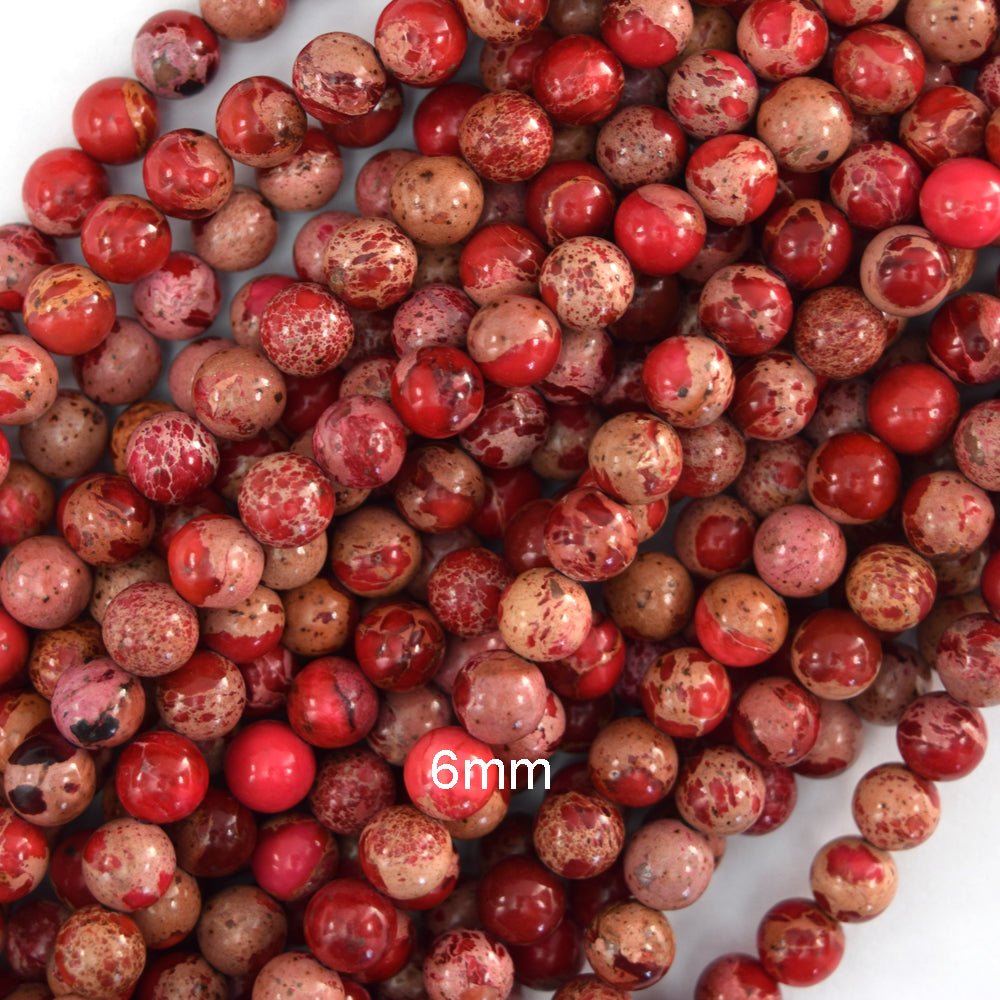 Red Sea Sediment Imperial Jasper Round Beads Gemstone 15