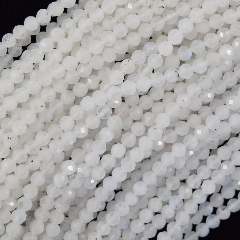 Natural Faceted Cream White Moonstone Round Beads 15.5" 3mm 4mm 6mm 8mm 10mm