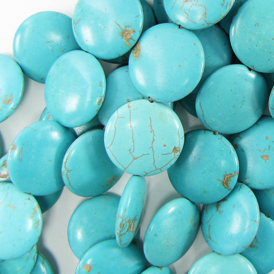 18mm blue turquoise coin disc beads 15.5