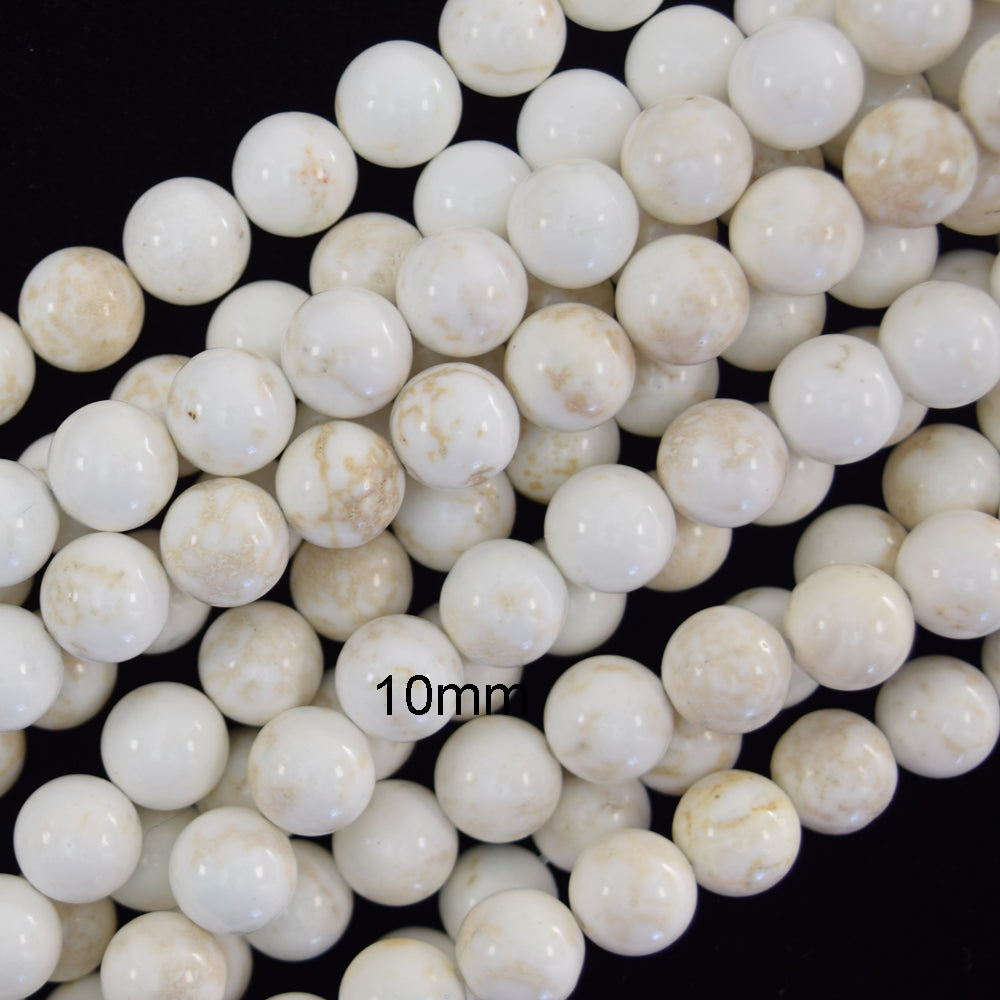 White Turquoise Round Beads Gemstone 15" Strand 4mm 6mm 8mm 10mm