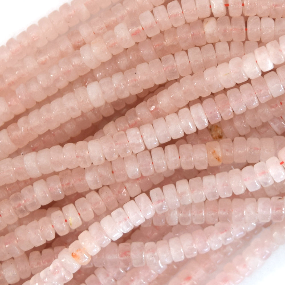 Natural Pink Rose Quartz Heishi Disc Beads Gemstone 15.5