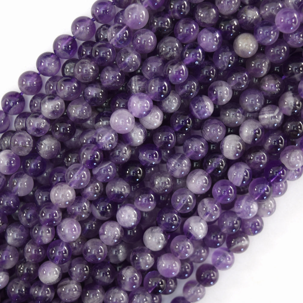 Natural Purple Amethyst Round Beads Gemstone 15" Strand 4mm 6mm 8mm 10mm S2