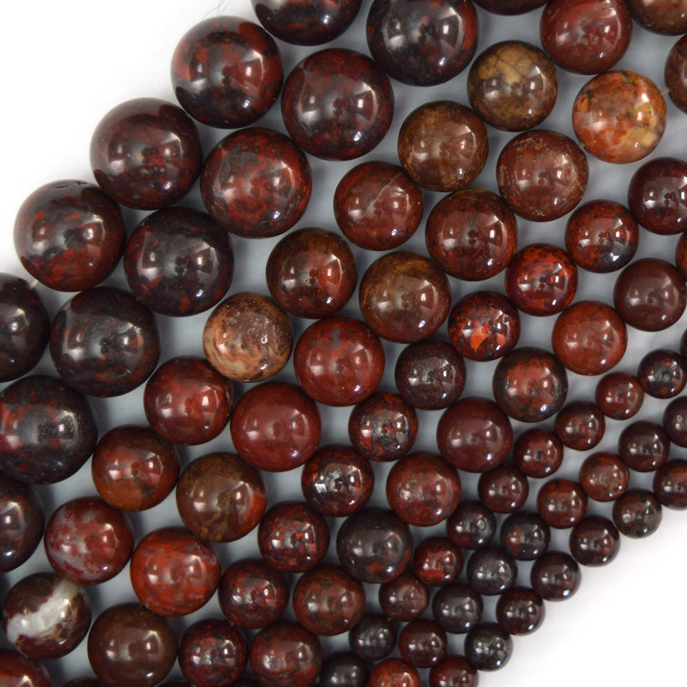 Natural Dark Poppy Jasper Round Beads Gemstone 15" Strand 4mm 6mm 8mm 10mm 12mm