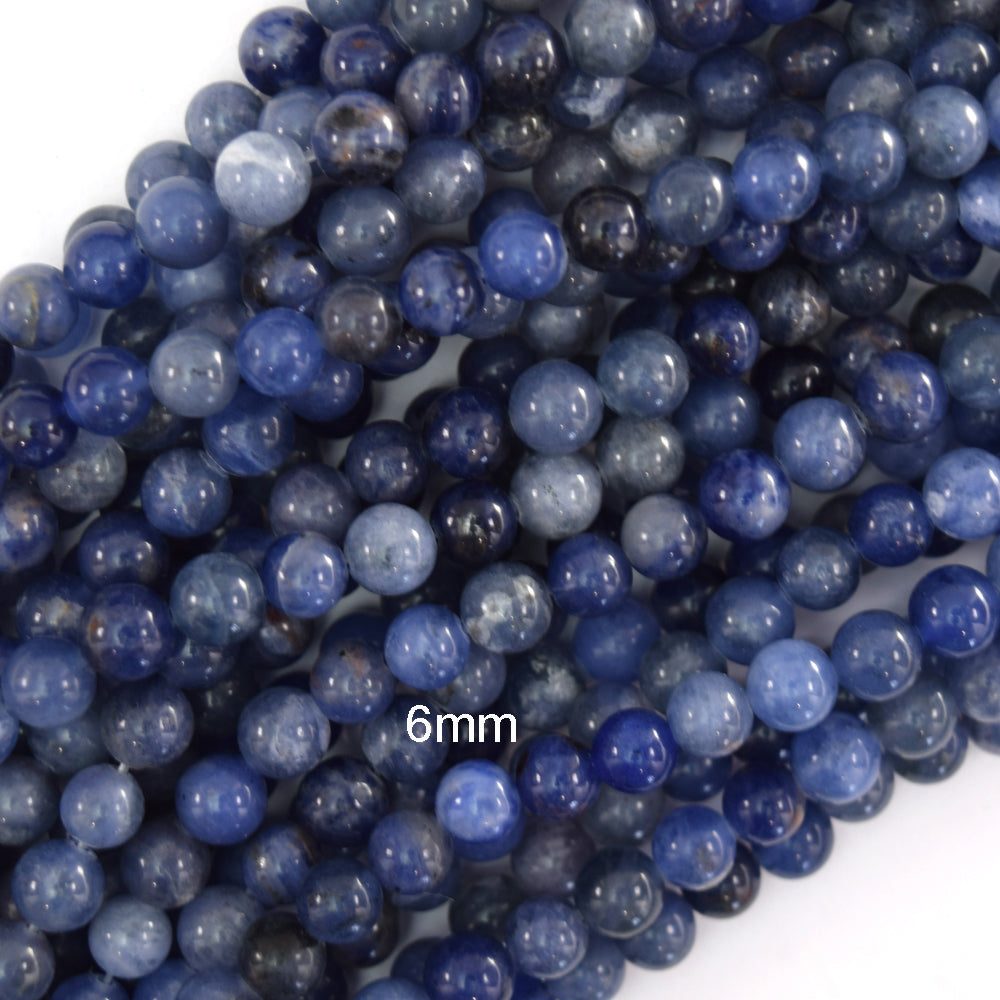 Natural Blue Sodalite Round Beads Gemstone 15" Strand 4mm 6mm 8mm 10mm 12mm