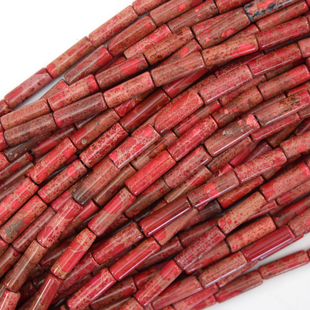 13mm Sea Sediment Jasper Tube Beads Gemstone 15.5" Strand Blue Magenta Green