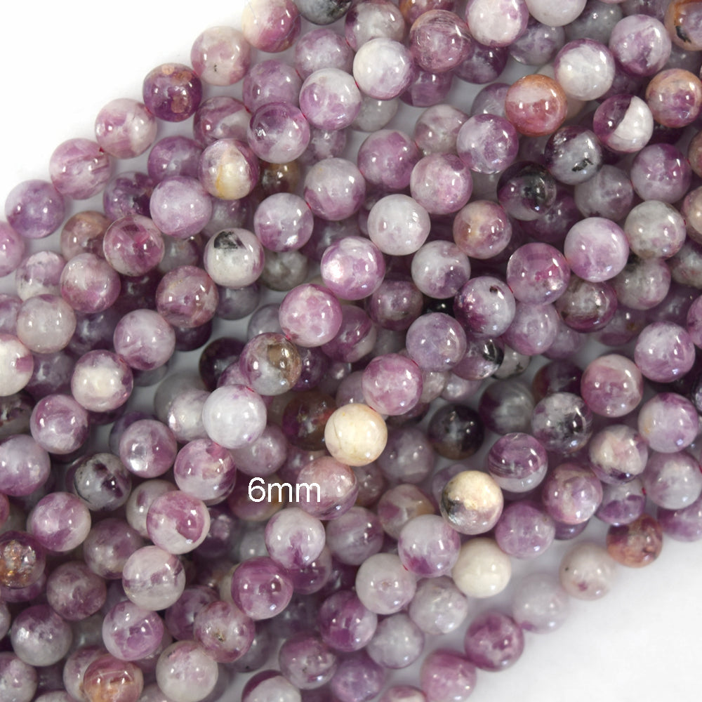 Natural Light Purple Mica Round Beads Gemstone 15.5