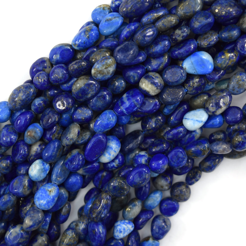 Natural Blue Lapis Lazuli Pebble Nugget Beads 15.5