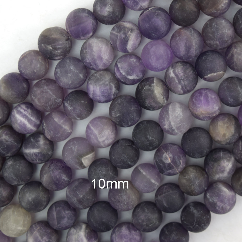 Natural Matte Purple Amethyst Round Beads 15" Strand 4mm 6mm 8mm 10mm 12mm