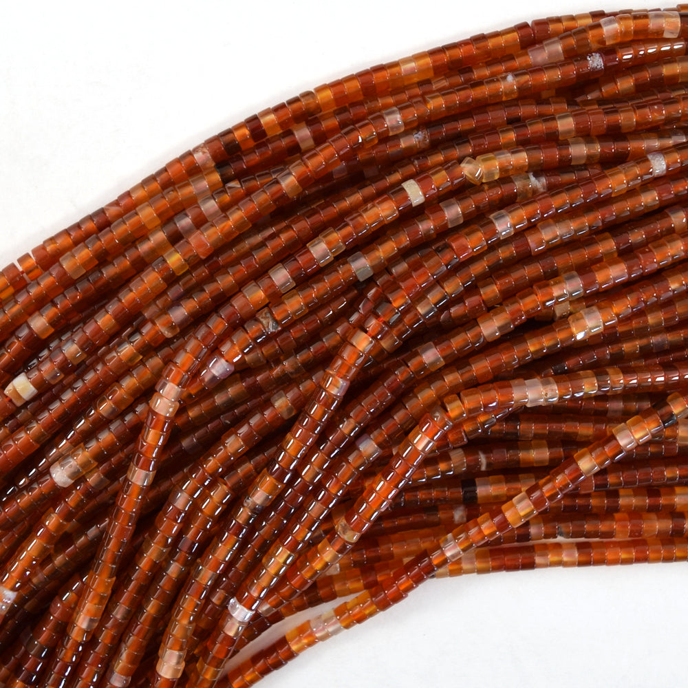Natural Orange Red Carnelian Heishi Disc Beads 15.5