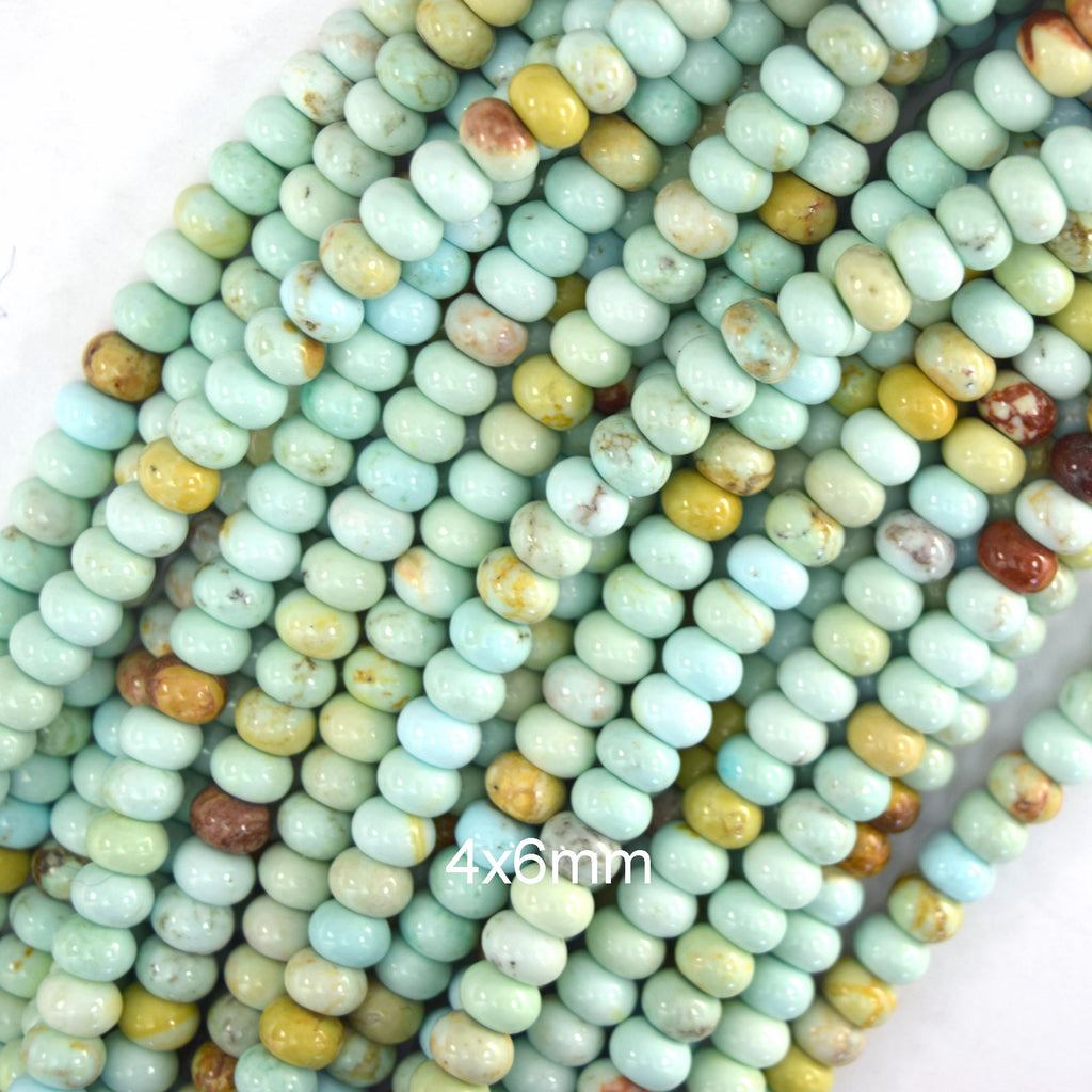 Brown Matrix Cream Blue Turquoise Rondelle button Beads 15" Strand 4mm 6mm 8mm