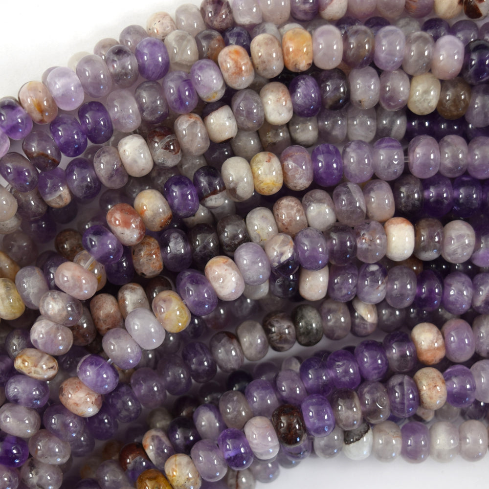 Natural Purple Chevon Amethyst Rondelle Button Beads 15