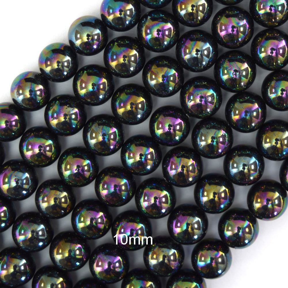 Rainbow Peacock Shell Pearl Round Beads Gemstone 15.5" Strand 4mm 6mm 8mm 10mm