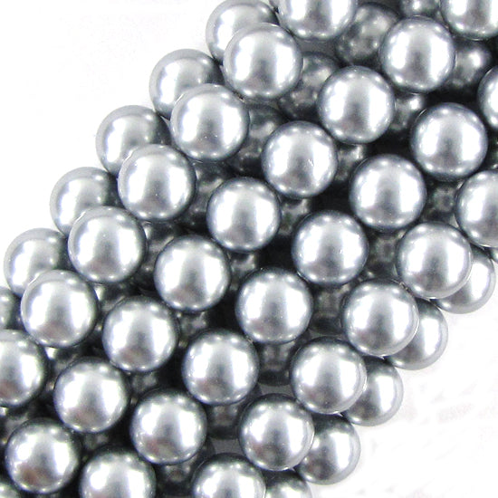 Silver Shell Pearl Round Beads Gemstone 15.5" Strand 6mm 7mm S2