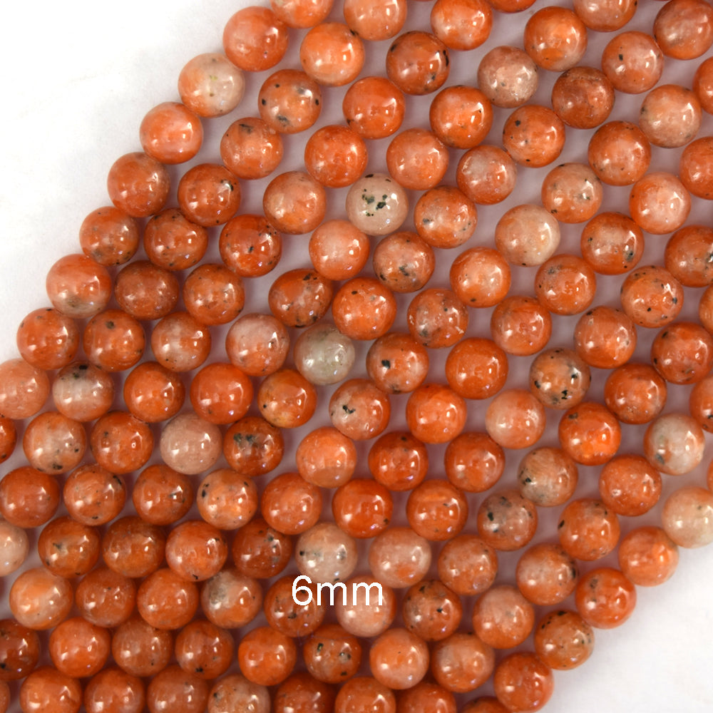 Natural Orange Calcite Round Beads Gemstone 15.5