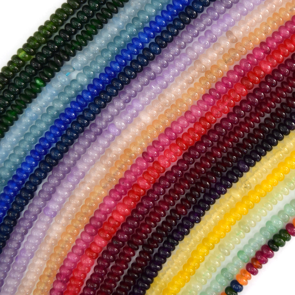 2x4mm Colored Mountain Jade Rondelle Button Spacer Beads Gemstone 15" Strand 4mm