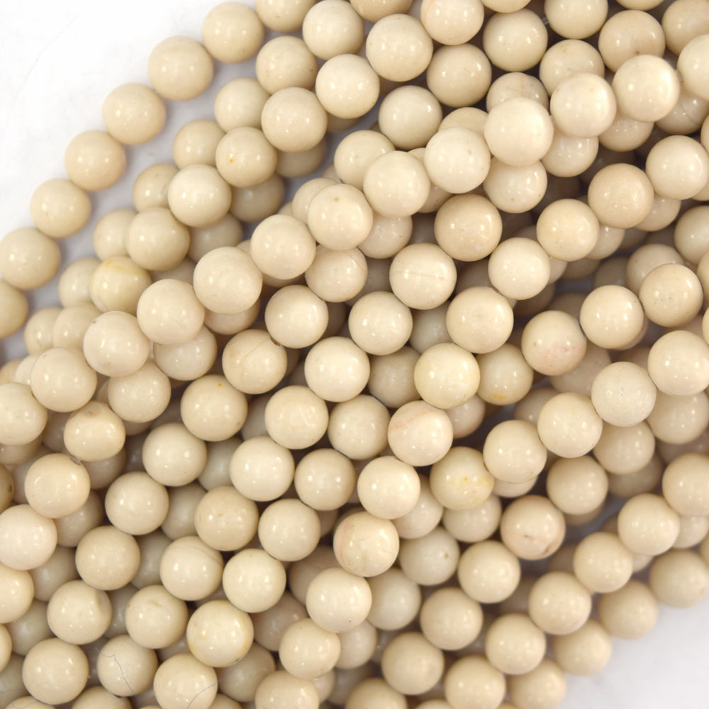 Natural Cream River Stone Round Beads Gemstone 15
