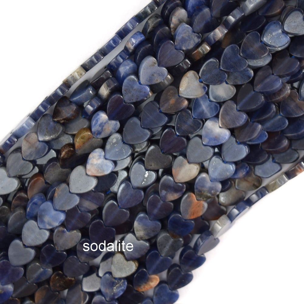 6mm Natural Various Gemstones Heart Beads 15" Strand Amethyst Amazonite Sodalite