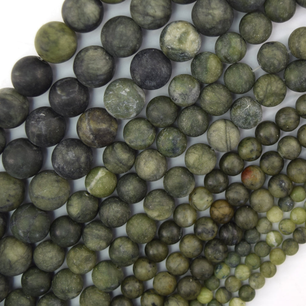Natural Matte Green Taiwan Jade Round Beads 14.5" Strand 4mm 6mm 8mm 10mm 12mm